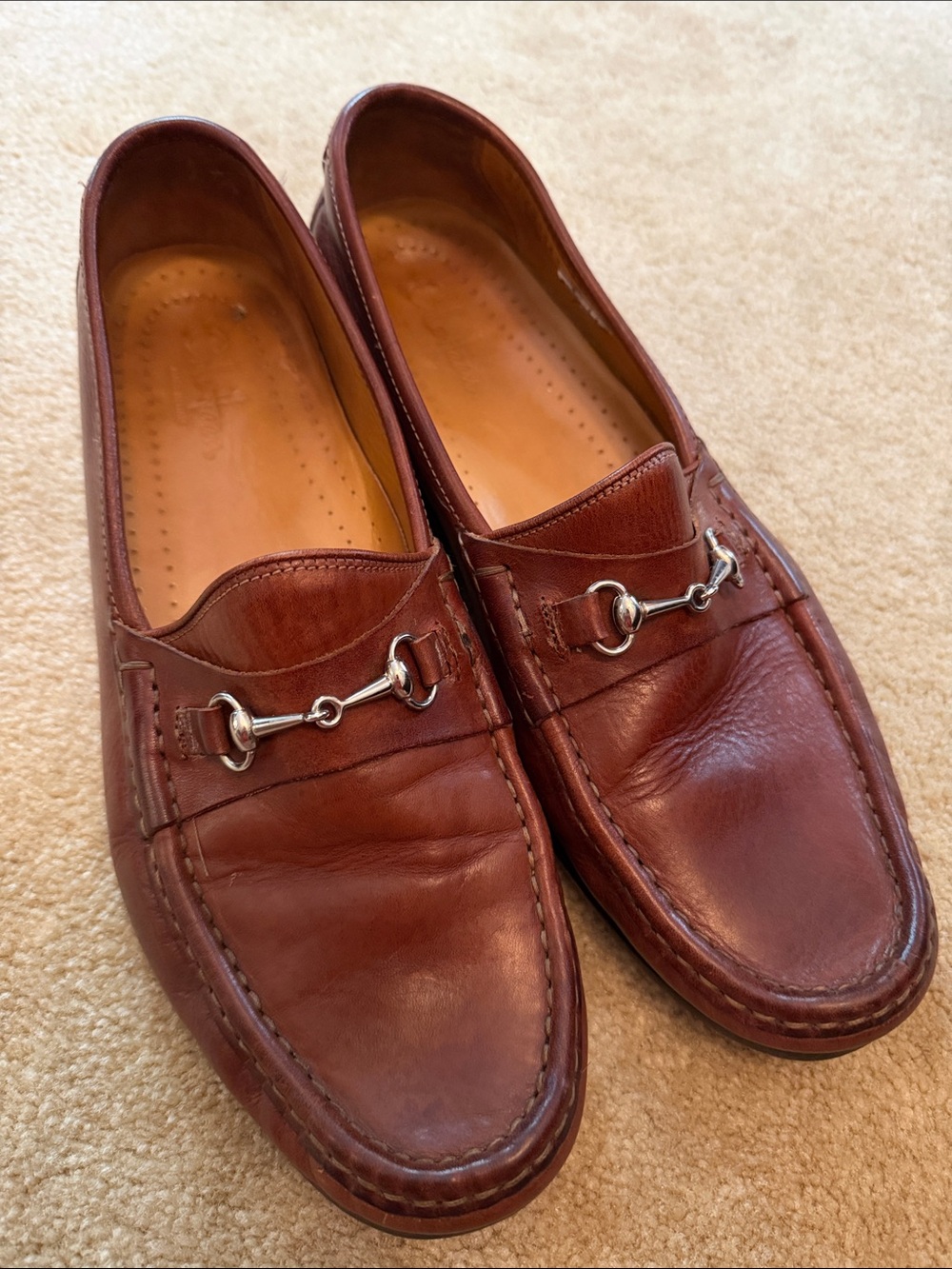 Cole Haan Men’s Brown Leather Bit Loafers with Silver Horsebit